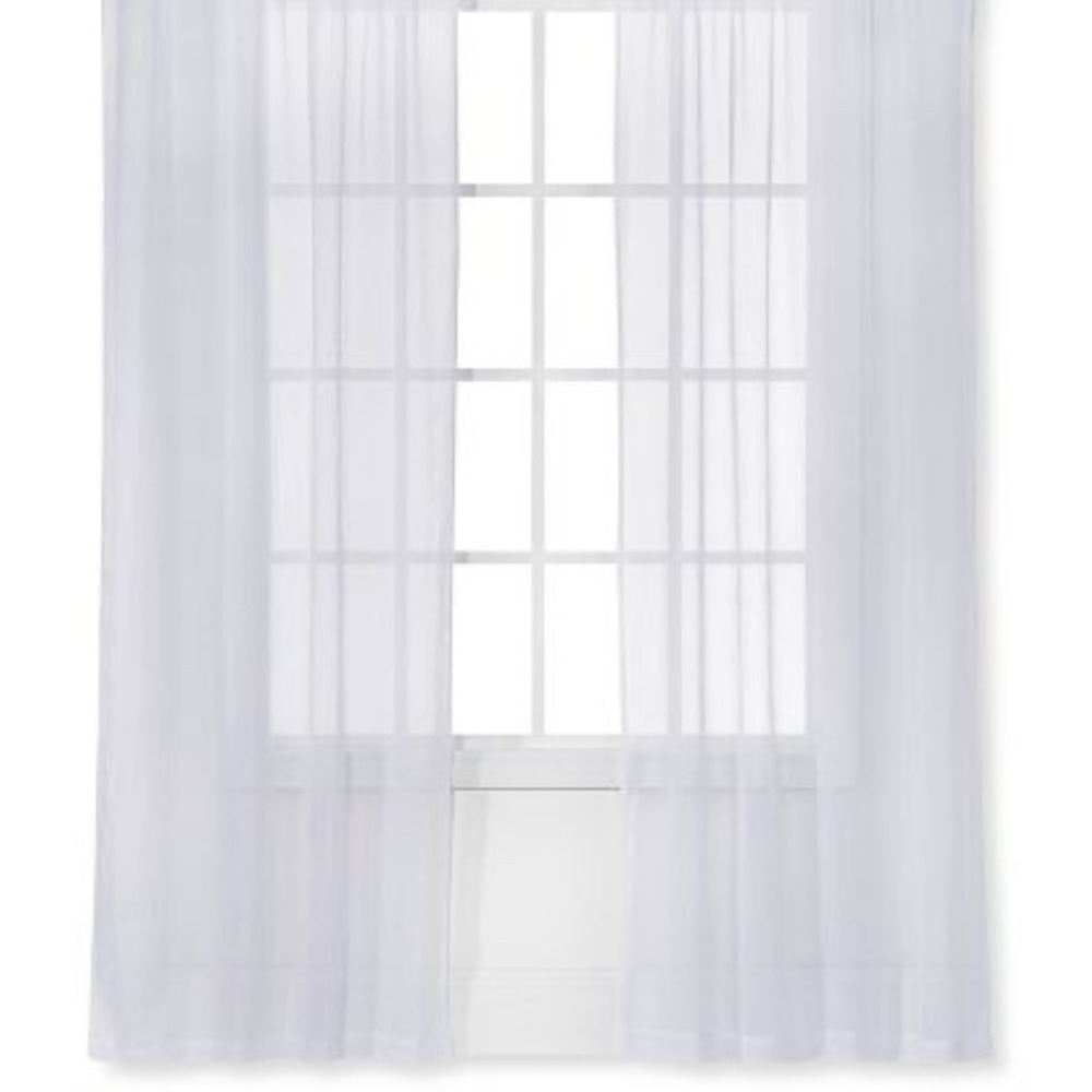 White Sheer pocketed curtain panels